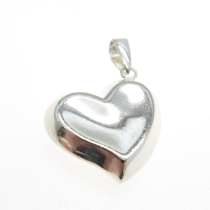 925 Sterling Silver Vintage Modernist Heart Charm Pendant