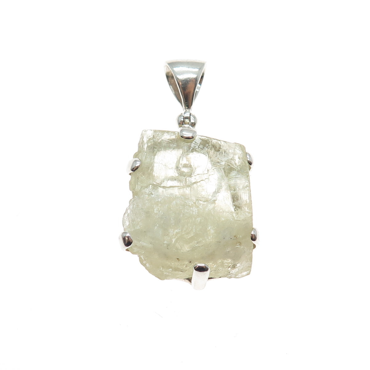 STARBORN 925 Sterling Silver Vintage Real Green Amethyst Charm Pendant