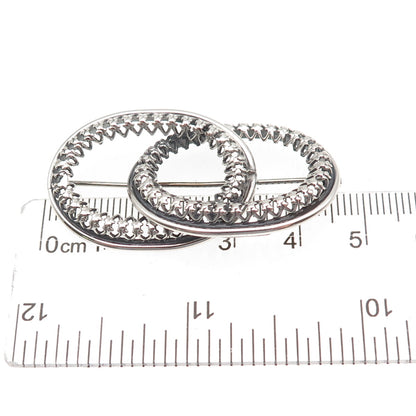 Danecraft 925 Sterling Silver Antique Art Deco Interlocked Floral Pin Brooch