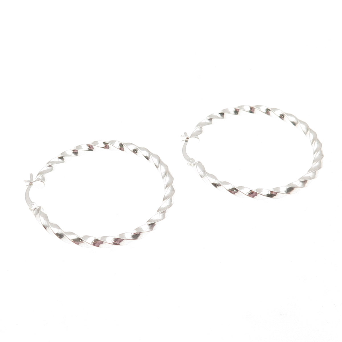 925 Sterling Silver Twisted Hoop Earrings