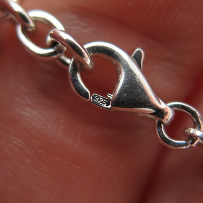 MILOR 925 Sterling Vintage Italy Heart Charm Cable Link Anklet / Bracelet 9.75"