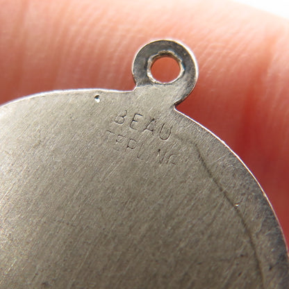 BEAU 925 Sterling Silver Vintage Bowling Minimalist Charm Pendant