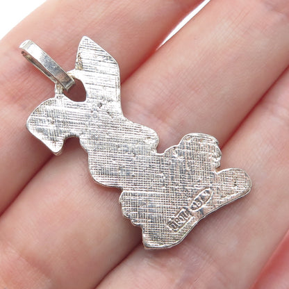 800 Silver Vintage Italy Enamel Bunny Cartoon Character Pendant