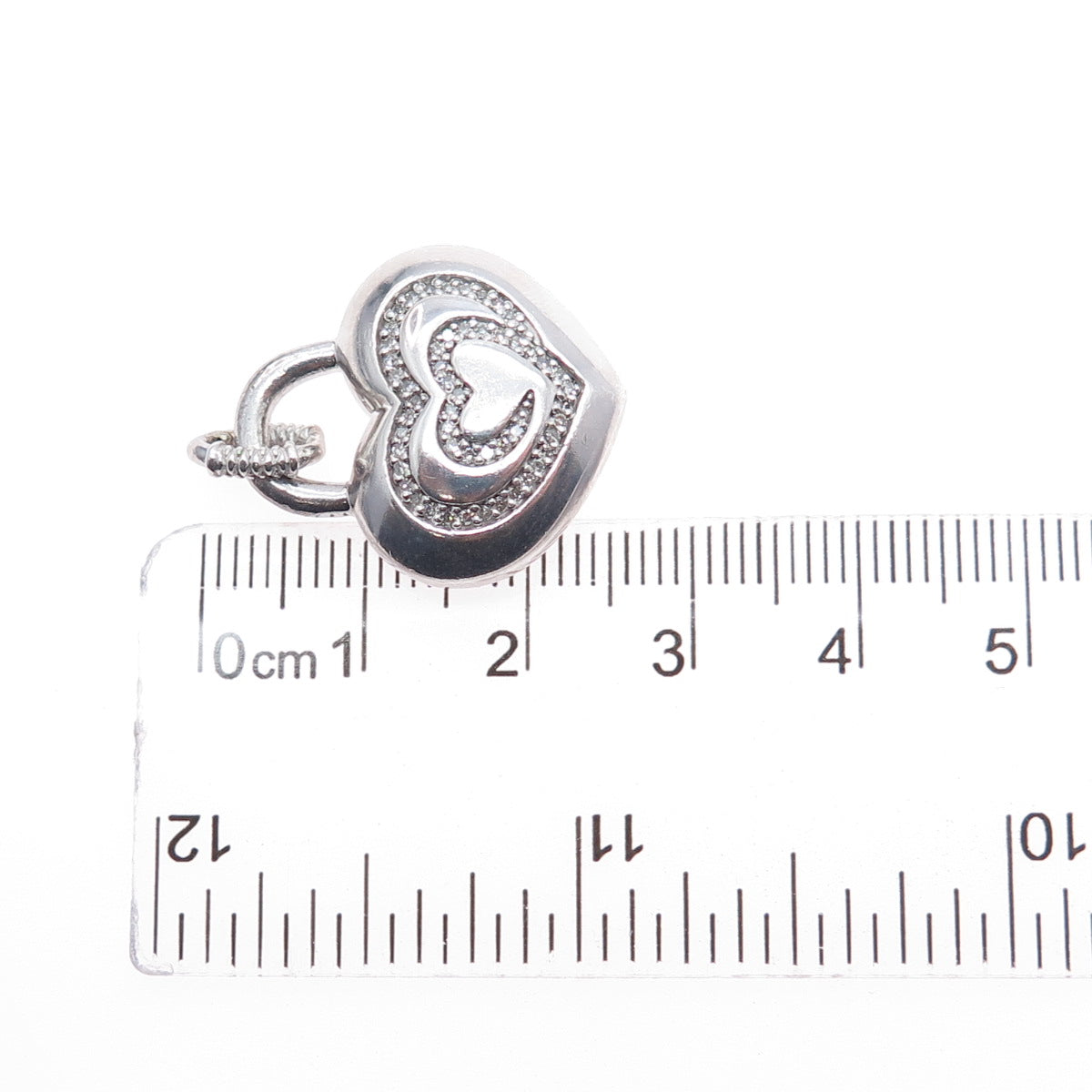 SLV Sadye L Vassil 925 Sterling Silver Real Diamond Heart Charm Pendant