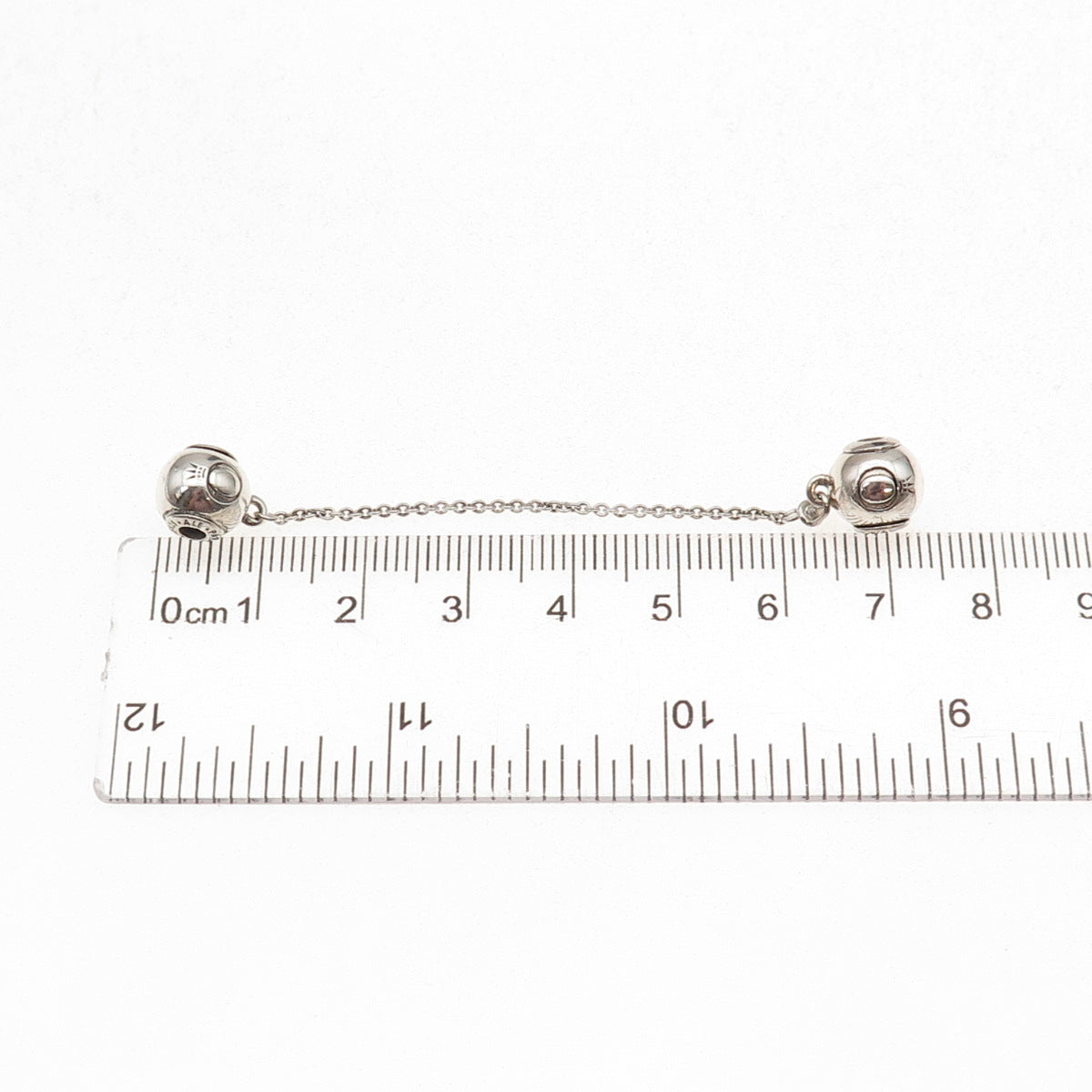 Pandora 925 Sterling Silver Signature Logo Safety Chain Slide Charm