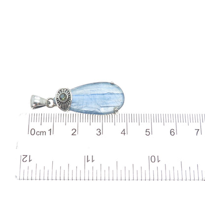 925 Sterling Silver Vintage Real Kyanite & Peridot Evil's Eye Charm Pendant