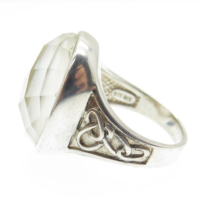 WHITNEY KELLY 925 Sterling Silver Vintage Real MOP Chain Ring Size 10.25