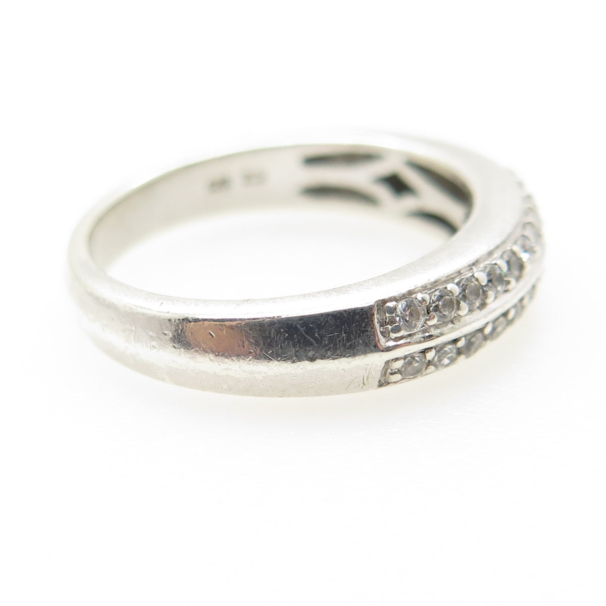 925 Sterling Silver Round-Cut C Z Half Eternity Ring Size 7