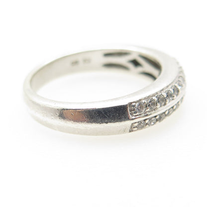 925 Sterling Silver Round-Cut C Z Half Eternity Ring Size 7