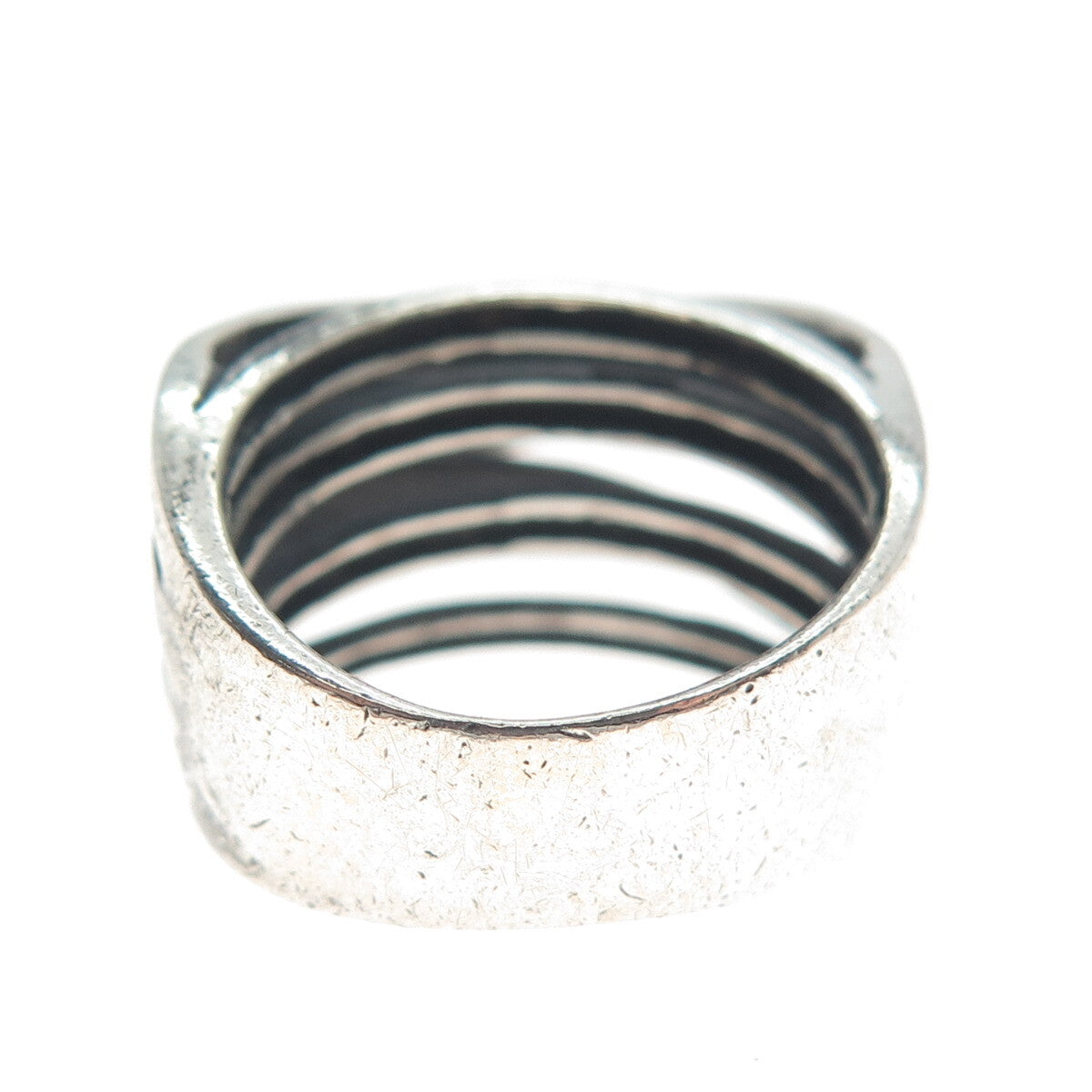 CHAPAL ZENRAY 925 Sterling Silver Vintage Interlocked Oxidized Ring Size 6