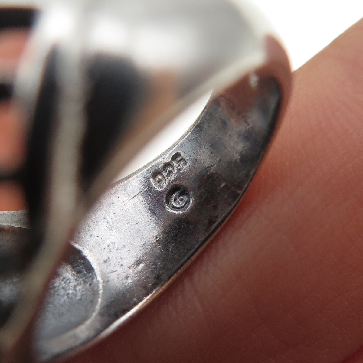 925 Sterling Silver Vintage Modernist Cage Dome Oxidized Ring Size 6.75