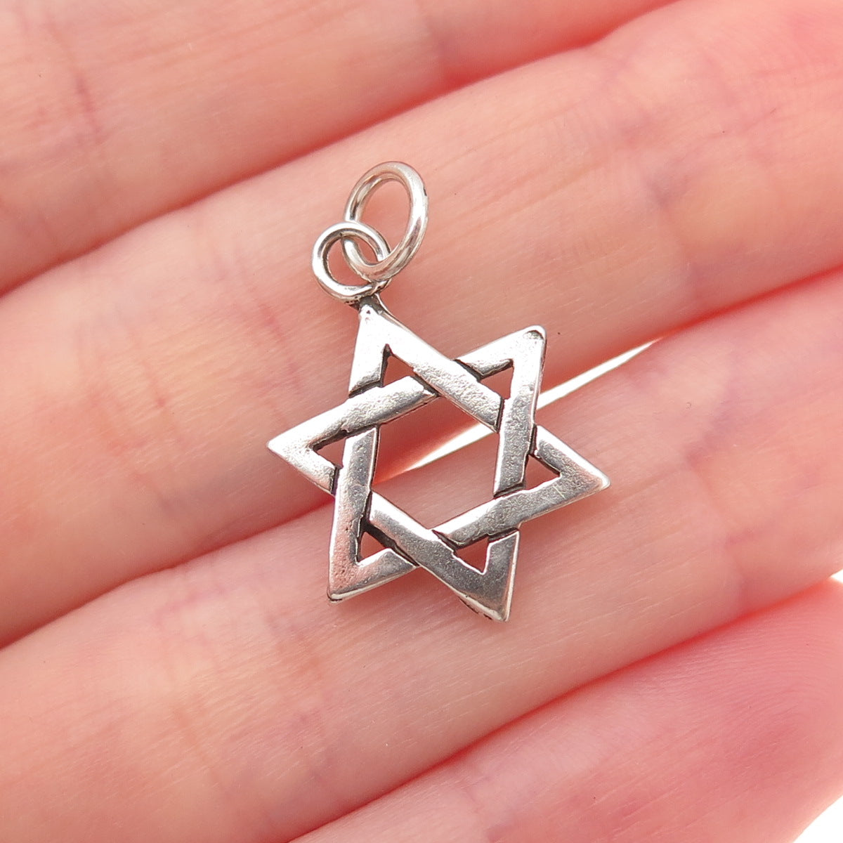 925 Sterling Silver Vintage Star of David Oxidized Charm Pendant