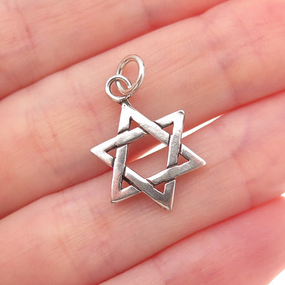 925 Sterling Silver Vintage Star of David Oxidized Charm Pendant