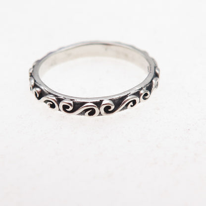 925 Sterling Silver Vintage Swirl Oxidized Band Ring Size 5