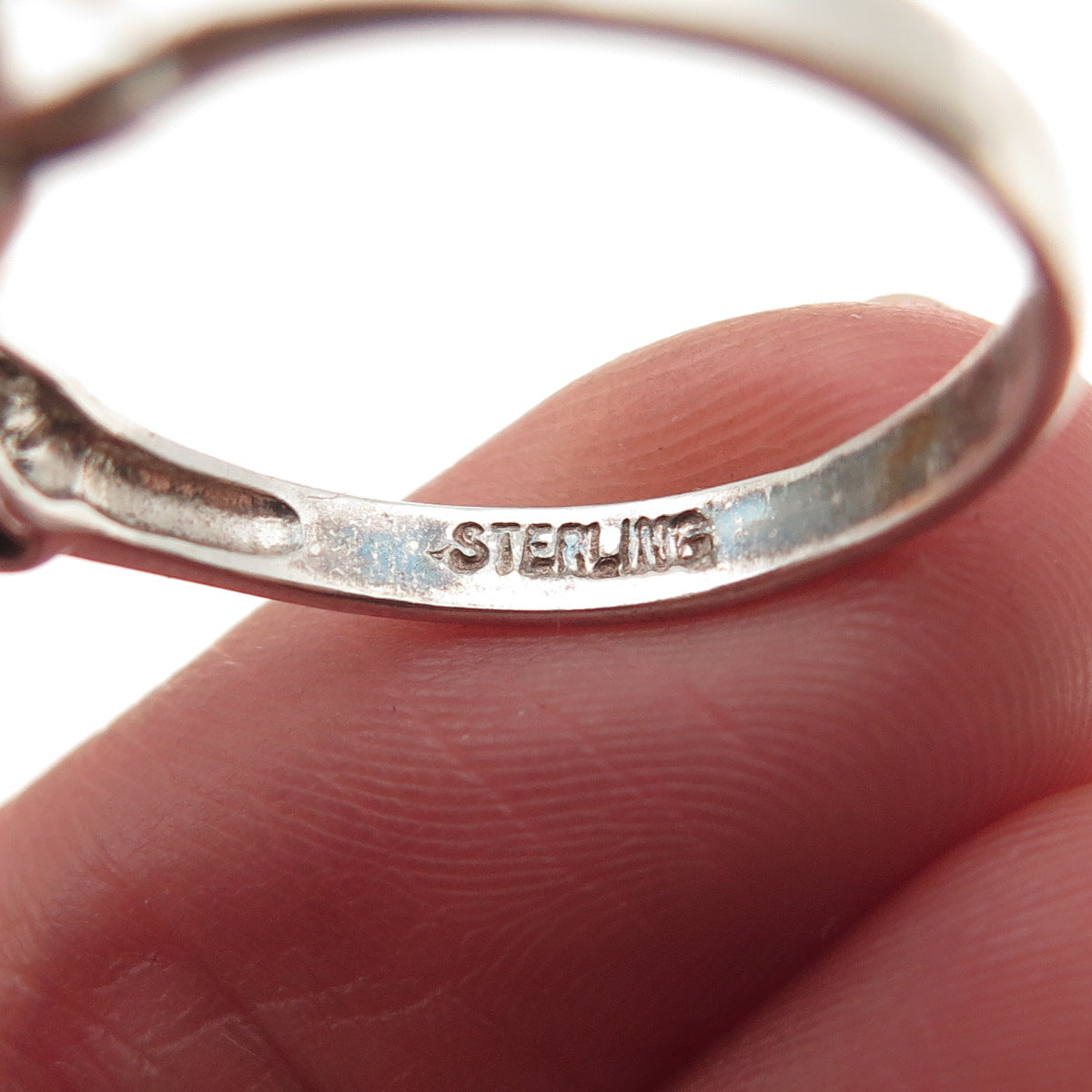 925 Sterling Silver Vintage Real Oval-Cut Sapphire X-Shape Ring Size 8.75