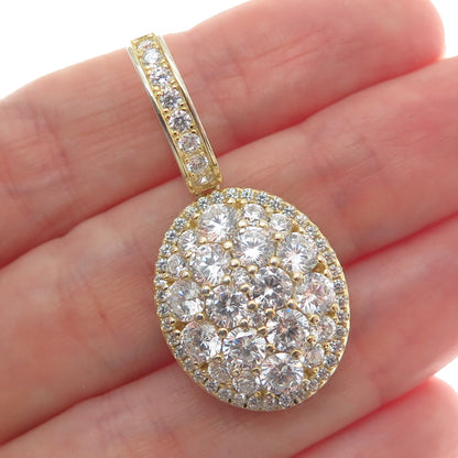 DESIGNS BY YAGI 925 Sterling Gold Plated Round-Cut Shaped C Z Sparkle Pendant