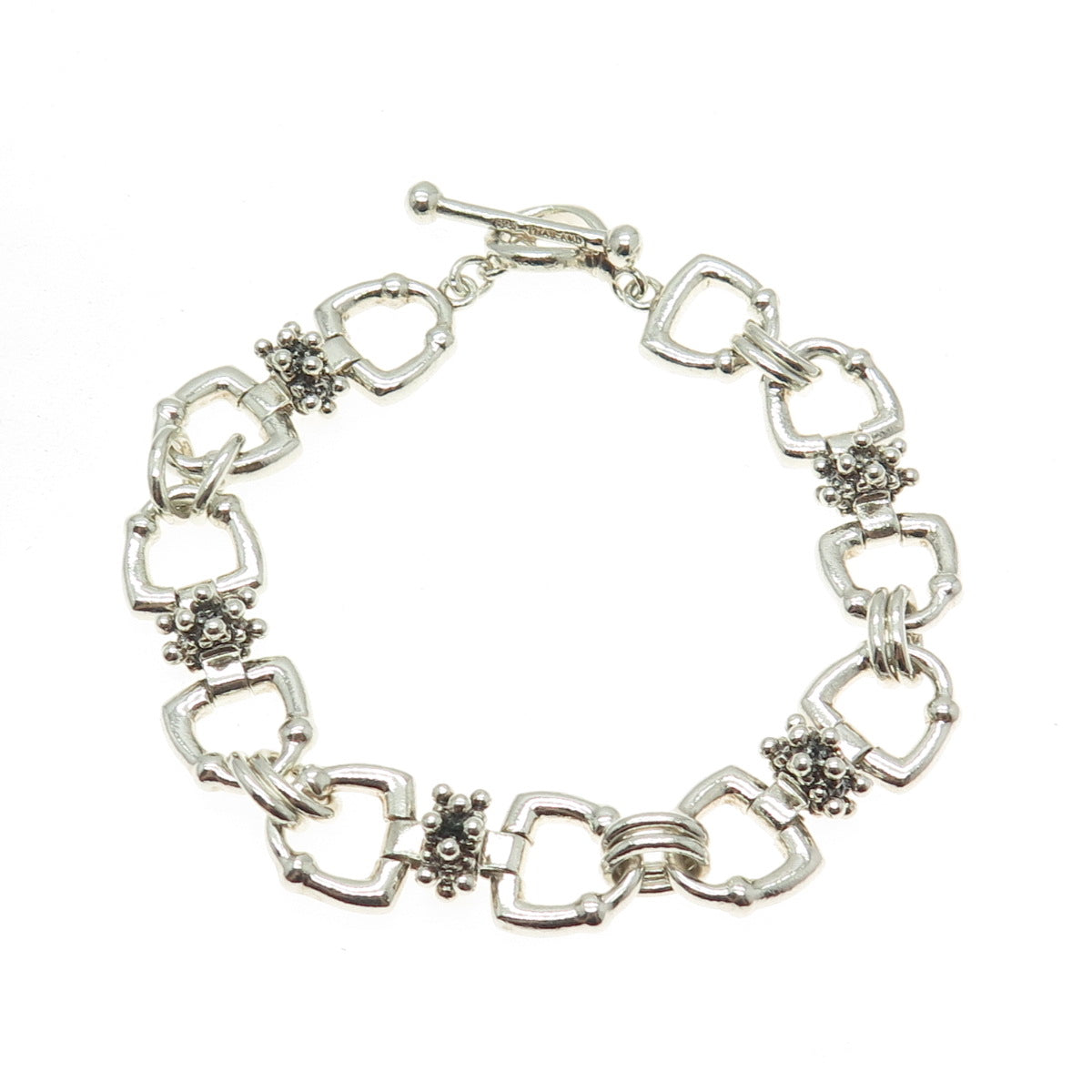 MICHAEL DAWKINS 925 Sterling Silver Granulated Horse Snaffle Bracelet 7"