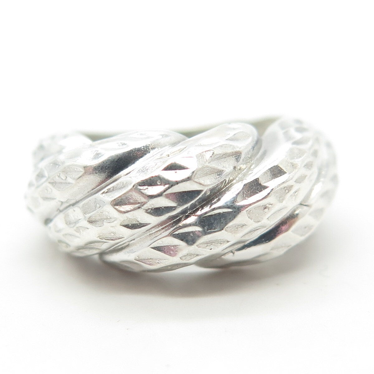 925 Sterling Silver Vintage Ribbed Ring Size 6.75