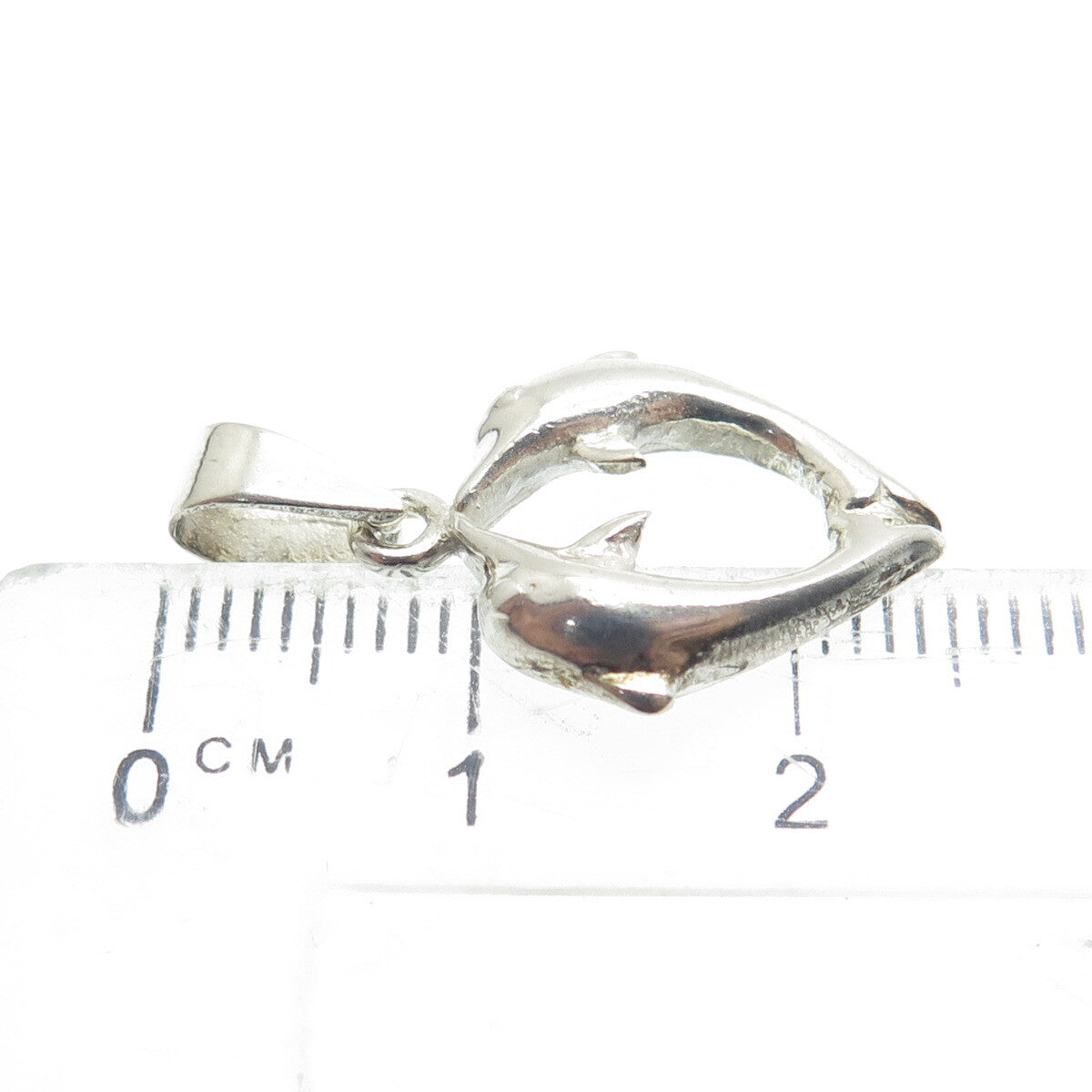 925 Sterling Silver Dolphin Couple Minimalist Charm Pendant