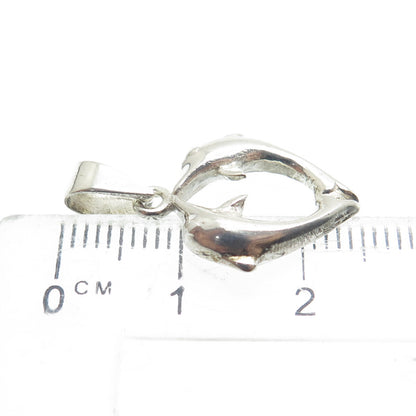925 Sterling Silver Dolphin Couple Minimalist Charm Pendant