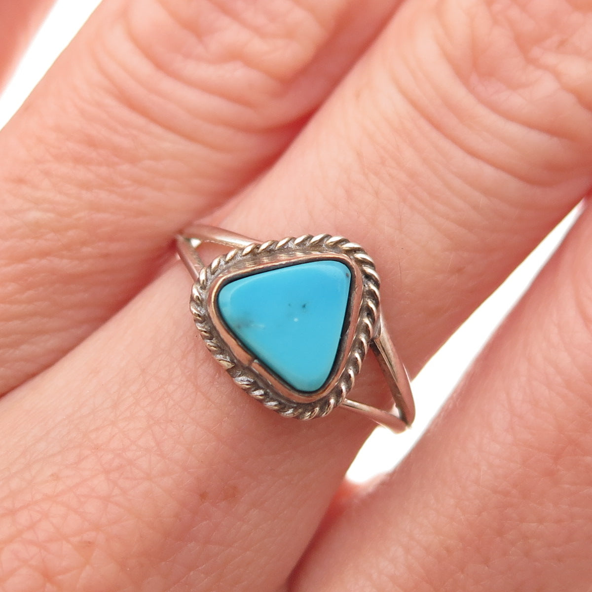 Old Pawn 925 Sterling Silver Vintage Southwestern Turquoise Ring Size 6.75
