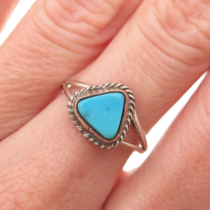 Old Pawn 925 Sterling Silver Vintage Southwestern Turquoise Ring Size 6.75