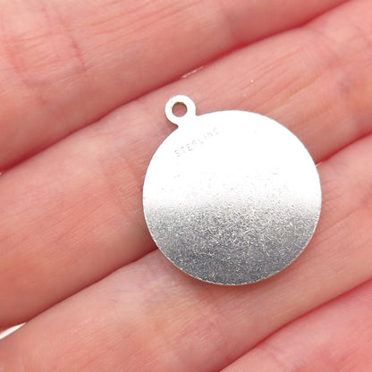 925 Sterling Vintage Enamel Le Cercle Francais High School Fleur de Lis Pendant