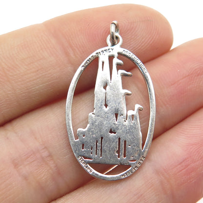 WALT DISNEY 925 Sterling Silver Vintage Cinderella Castle Charm Pendant