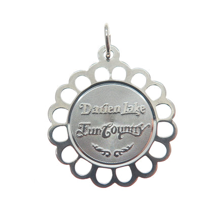 CREA 925 Sterling Silver Vintage Darien Lake Fun Country Flower Charm Pendant