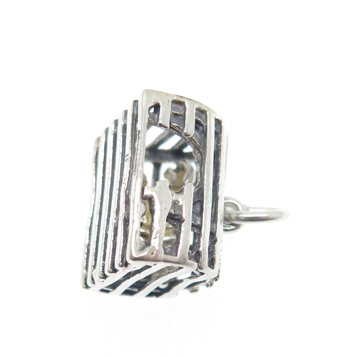 925 Sterling Silver Vintage Lobster Cage Minimalist Charm Pendant