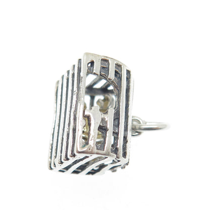 925 Sterling Silver Vintage Lobster Cage Minimalist Charm Pendant