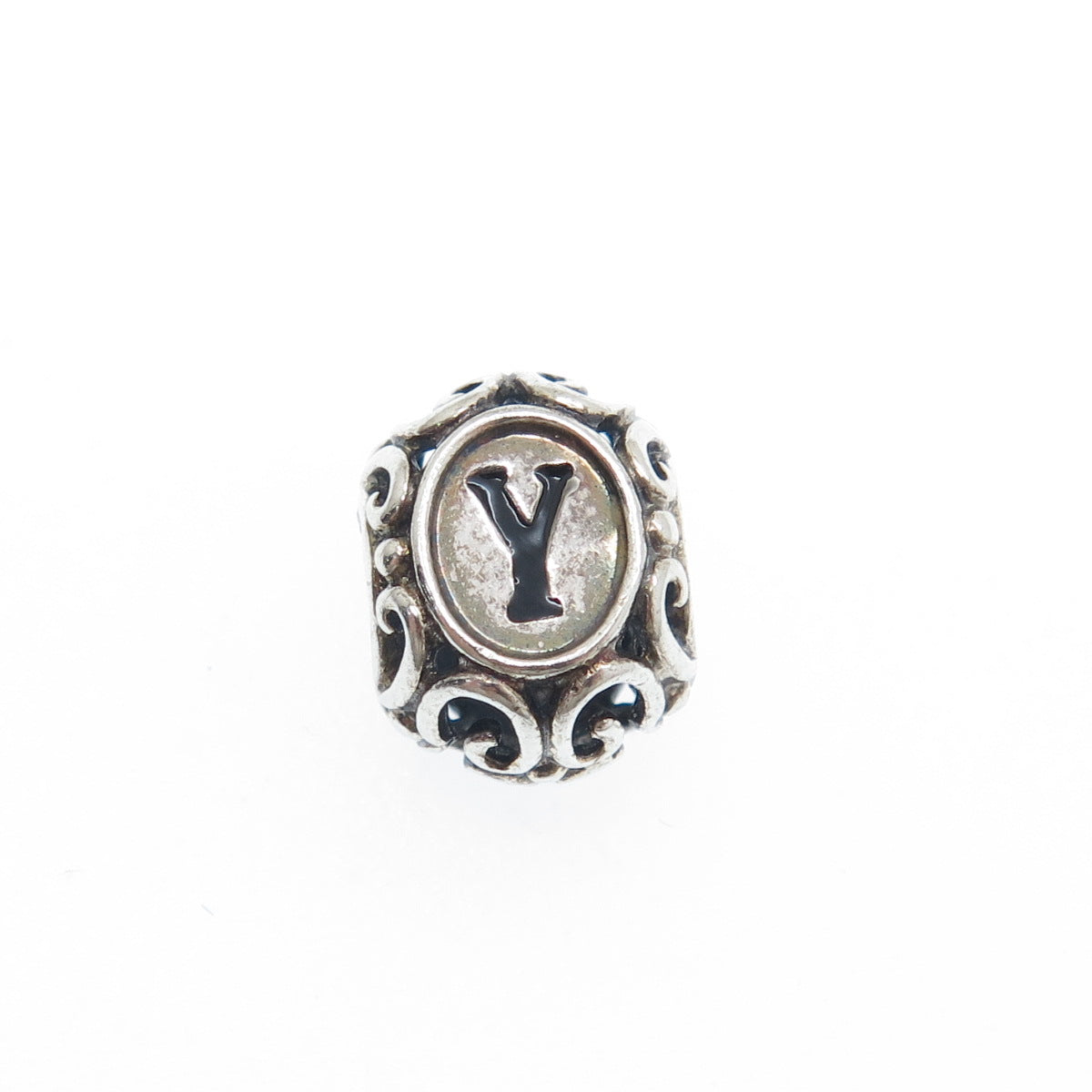 CHAMILIA 925 Sterling Silver Letter Y Initial Ornate Bead Charm