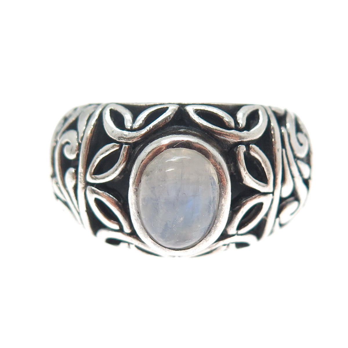 SAMUEL BENHAM BJC Sterling Silver Vintage Real Moonstone Oxidized Ring Size 9.5