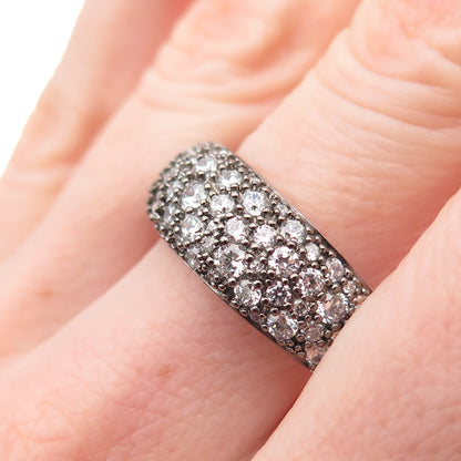 925 Sterling Silver Round-Cut C Z Sparkle Ring Size 10.5