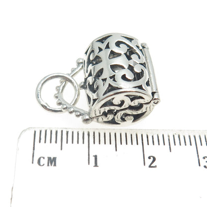 925 Sterling Silver Vintage Lady's Bag Ornate Locket Pendant