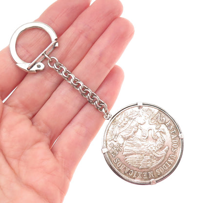 925 Sterling 720 Silver Coin Vintage 1968 Mexico 25 Pesos Olympic Games Key Fob