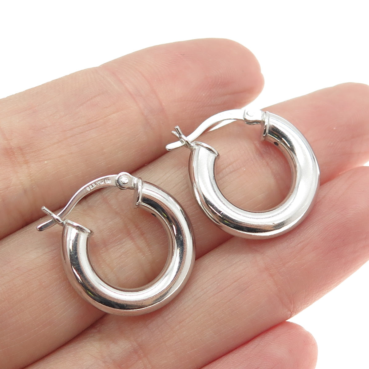 925 Sterling Silver Small Tube Hoop Earrings