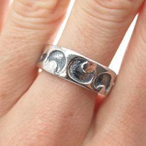 925 Sterling Silver Vintage Crescent Moon Band Ring Size 9.25