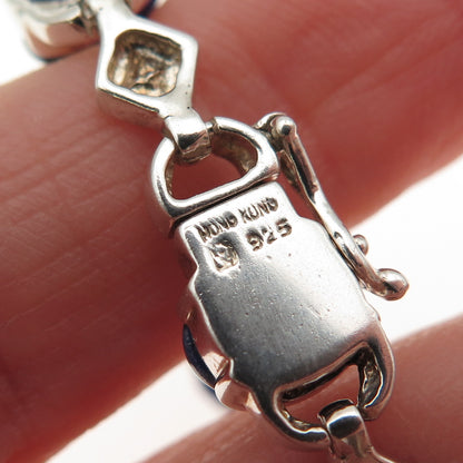 Michelle Albala 925 Sterling Silver Vintage Real Lapis Anchor Link Bracelet 7.5"