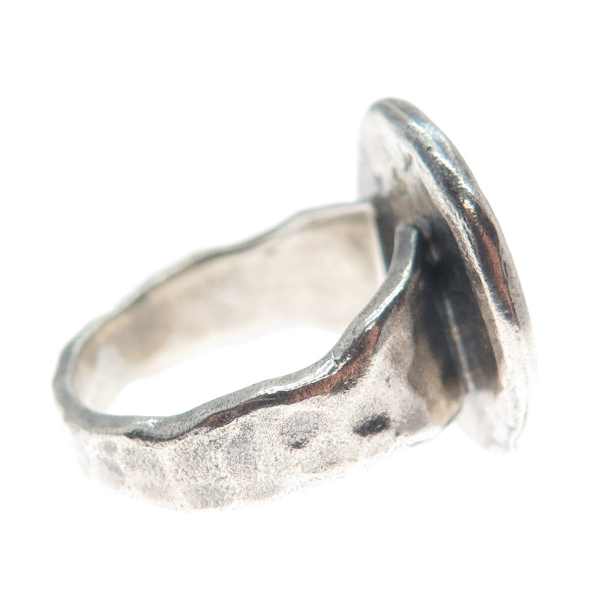 WAXING POETIC Sterling Silver 2-Tone Vintage Letter "R" Hammered Ring Size 8.25