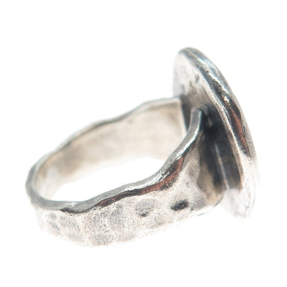 WAXING POETIC Sterling Silver 2-Tone Vintage Letter "R" Hammered Ring Size 8.25