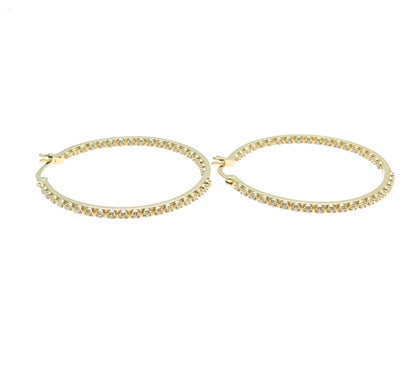 DEE BERKLEY JEWELRY 925 Sterling Silver Gold Plated C Z Hinged Hoop Earrings