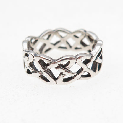 925 Sterling Silver Vintage Celtic Knot Oxidized Band Ring Size 5.75