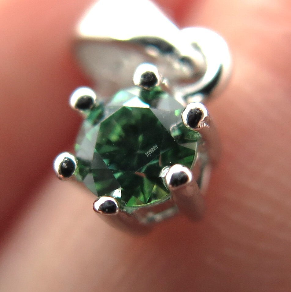 925 Sterling Silver Swarovski Green-Crystal Box Chain Necklace 16-18"