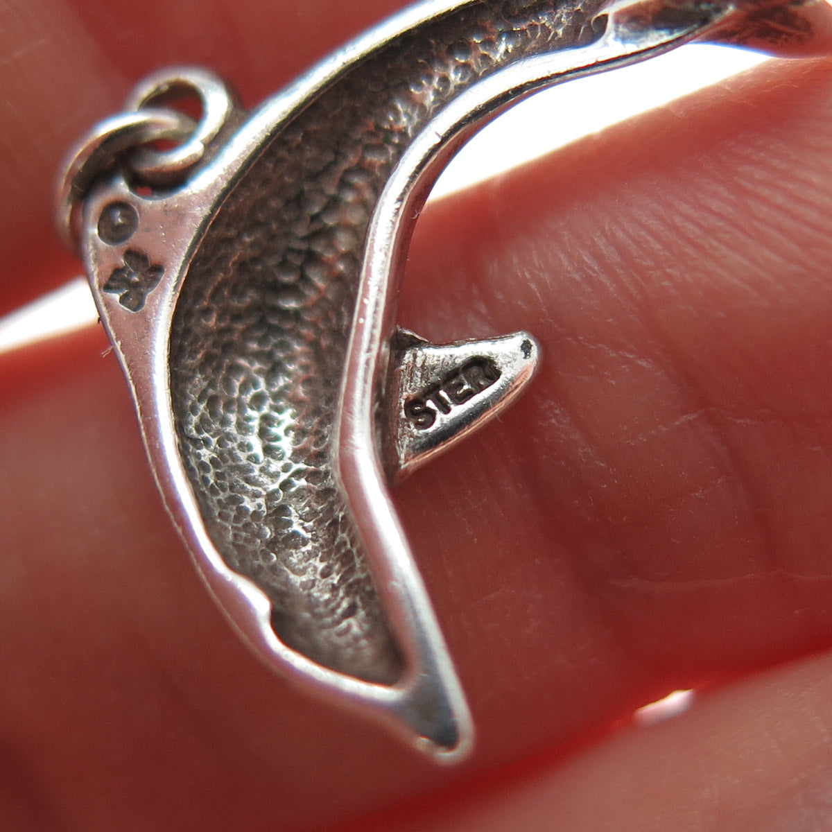 SUNWEST 925 Sterling Silver Vintage Dolphin Oxidized Minimalist Charm Pendant