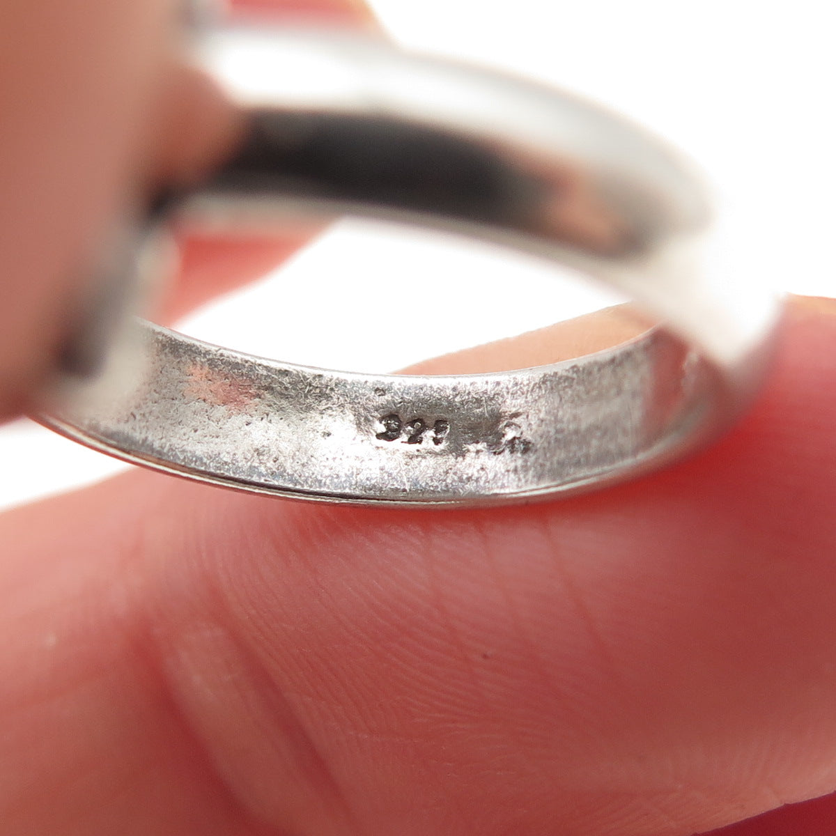 925 Sterling Silver Gold Accent Vintage Modernist Oxidized Ring Size 6.75