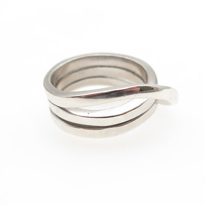 925 Sterling Silver Vintage Modernist Crisscross Spiral Ring Size 7