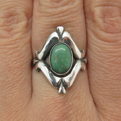 BELL TRADING POST Old Pawn Sterling Silver Vintage Royston Turquoise Ring Size 8