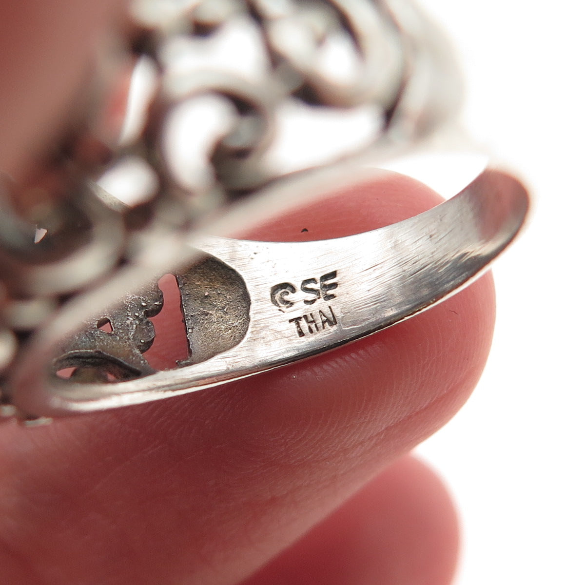 Sidney Evan 925 Sterling Silver Vintage Real Black Onyx Spiral Ring Size 7