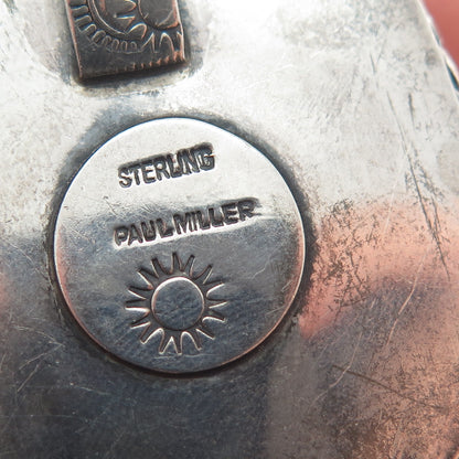 PAUL MILLER 925 Sterling Silver Vintage Real Fossil Modernist Oxidized Pendant